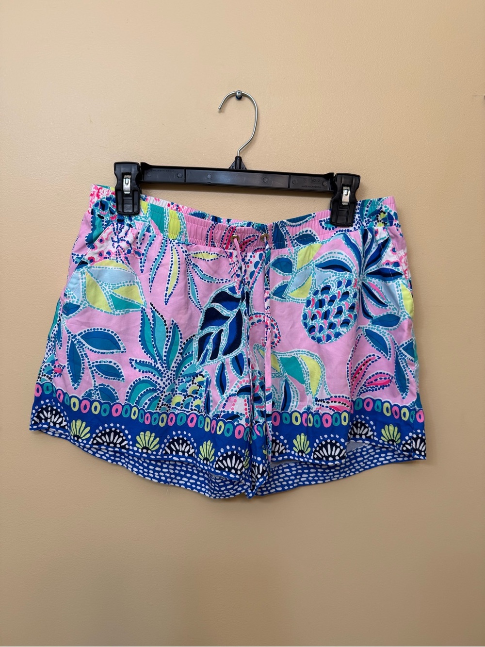 Lilly Pulitzer Pink Tropical Print Drawstring Athletic Shorts